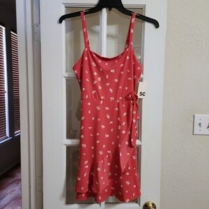 SO Coral Floral Square Neck Wrap Dress Size M NWT Adjustable Straps